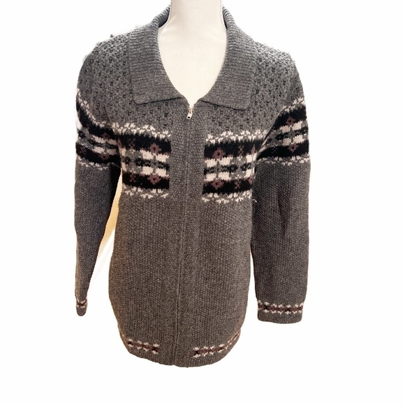 100% Shetland Wool sweater jacket Size Large - Picture 1 of 5